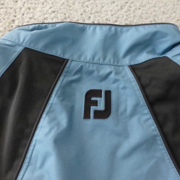 Footjoy FJ Jacket Mens Large Dryjoys 1/4 Zip Windbreaker Golf Blue Short Sleeve - Picture 4 of 10
